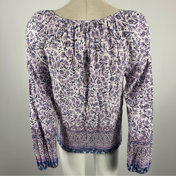 💕 lucky brand Floral Print Women's Top - Purple and Blue S - Picture 5 of 11